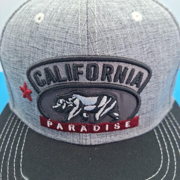 California Republic Bear Gray w/ Black Snap Back Hat Cap 100% Cotton - Picture 4 of 7